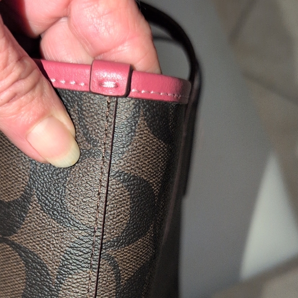 Coach Signature Mini Tote With Rouge Leather Trim And Logo CM183 - Picture 12 of 15